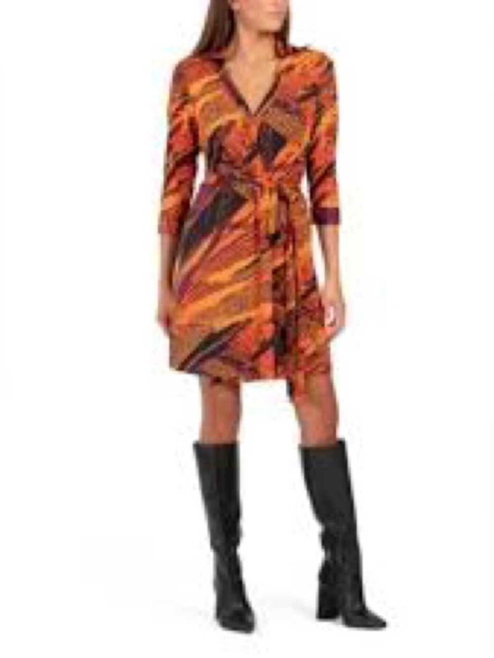 Flora Bea NYC Milo Wrap Dress Multicolor Abstract Design Size Large